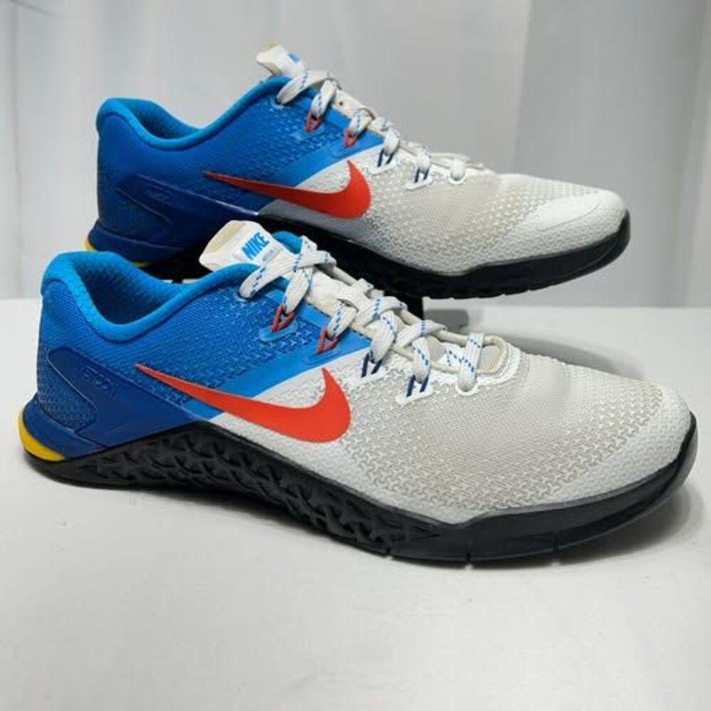 Nike Metcon 4 AH7453-184 Mens 8.5 White Blue Orange Cross Training Shoes